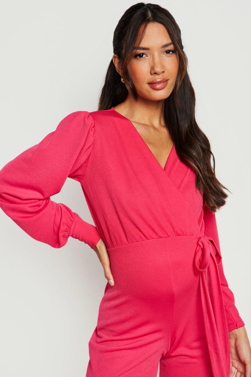 Maternity Wrap Wide Leg Jumpsuit boohoo